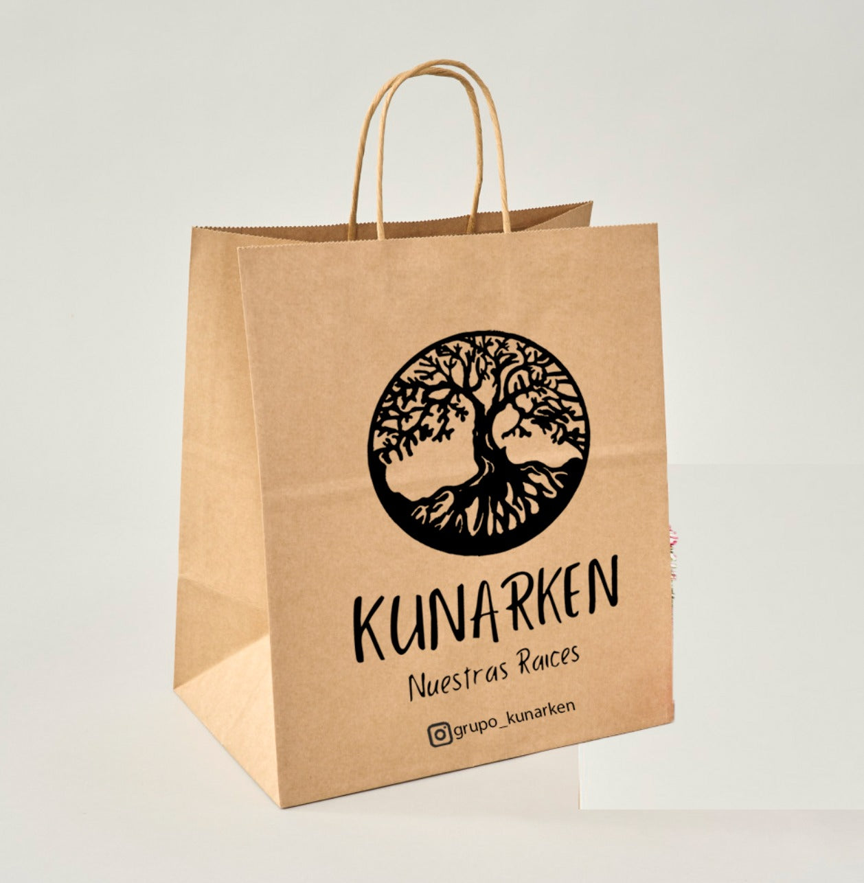 BOLSA KUNARKEN KRAFT 100 GRAMOS 30X22X10 IMPRESION UN COLOR MANILLA CAFE