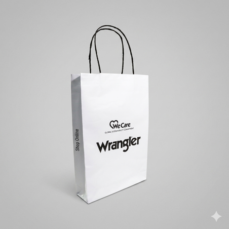Bolsa Retail Kraft Blanco de Perfil Estilizado.
